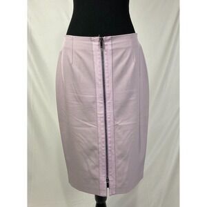 Vintage Votre Nom Lavender Leather Trim Double Zipper Pencil Skirt Size 10